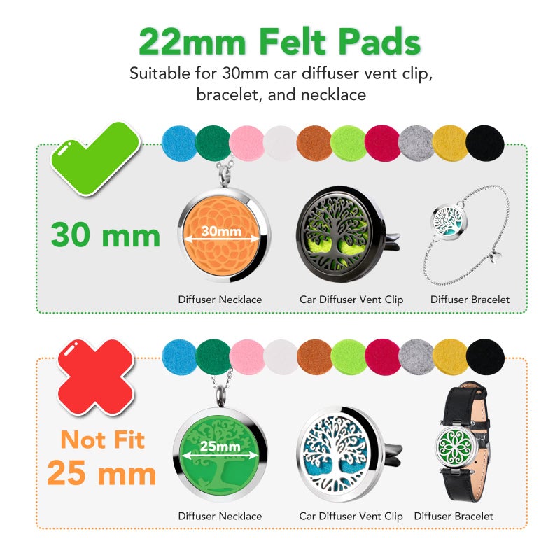 Maromalife 48PCS 22mm Replacement Refill Pads for 30mm Essential Oil Diffuser Necklace, Felt Pads for Aromatherapy Necklace Pendant Diffuser Bracelet Car Diffuser Vent Clip with 12 Colors, 0.87 Inch - Image 2